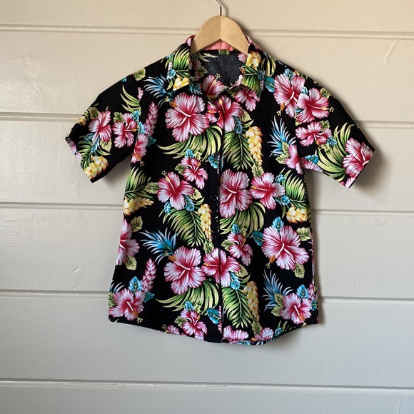 SSLR Big Girl's Floral Button Down Short Sleeve Hawaïïan Shirt Size Large - Picture 3 of 10